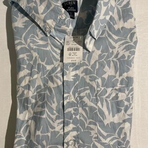 J. Crew Light Blue and White Leaf Print Shirt